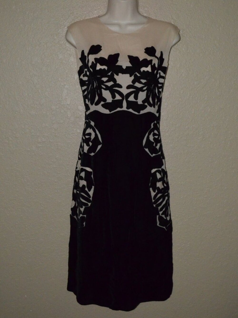 NWT $3150 Sz 38 2 Bottega Veneta Black Silk Velvet Branch Coral Illusion Dress